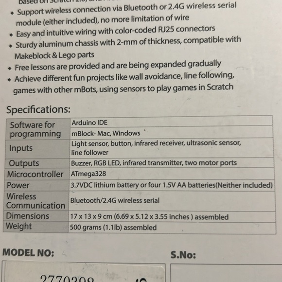 Entrylevel Coding Robot for learning electronics robotics computer programming - Picture 5 of 6